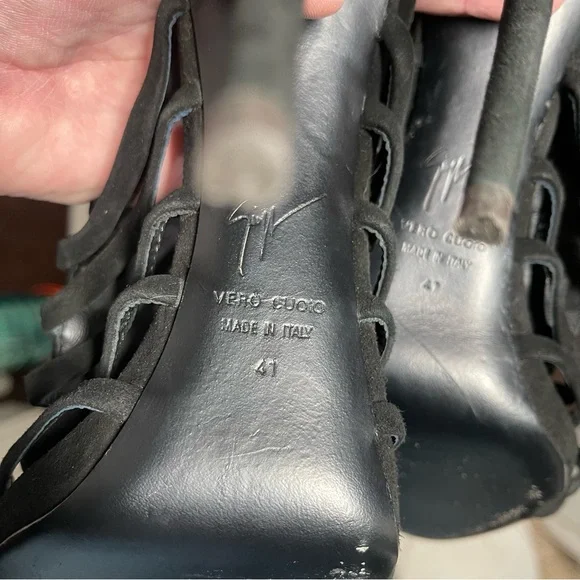 🍸GIUSEPPE ZANOTTI🍸Sexy Black Crystal Embellished T-Bar Sandal Heel - Picture 11 of 12